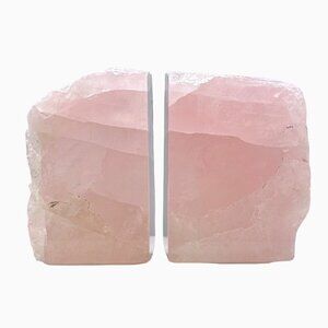 Natural Crystal Bookends, Rose Quartz, Natural Characteristics, Pink Decor  (BA)